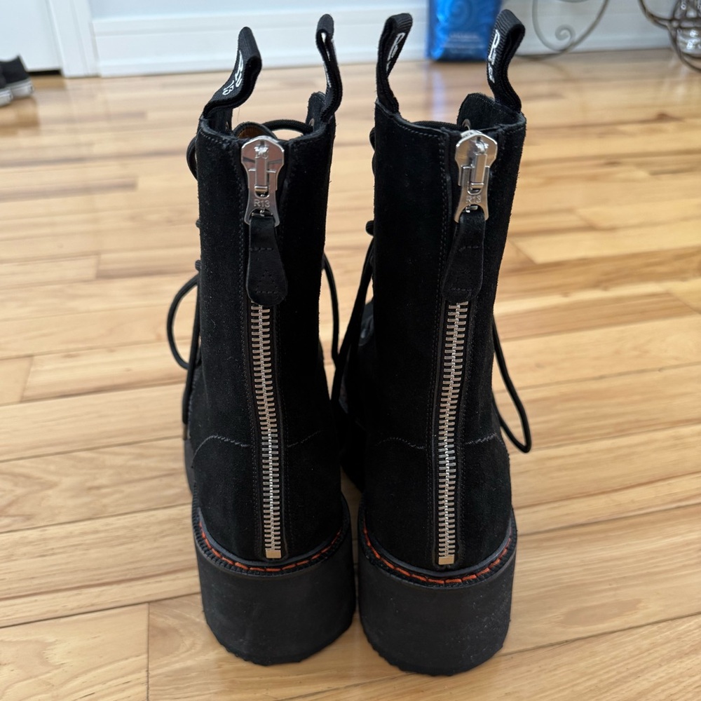 Black Platform Lace-Up Boots - Picture 3 of 9